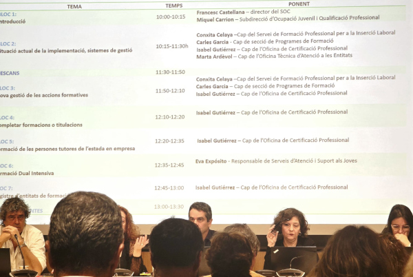 Programa proyectado en una jornada sobre certificados profesionales y formación del SOC en Cataluña. Grados C